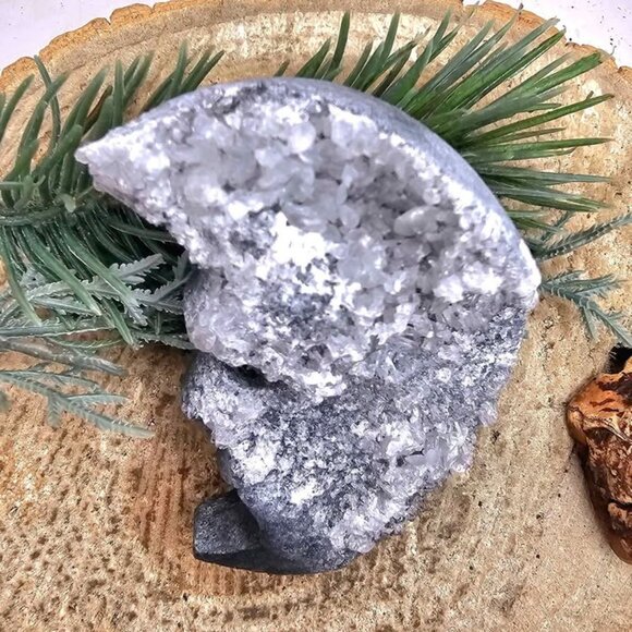 Nature Crystal Cluster Hand Carved Double Side Moon Figure - Picture 4 of 10